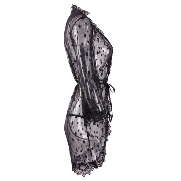 2019 SUPER SEXY LACE LINGERIE BELT NIGHTWEAR ROBE - Picture 3 of 8